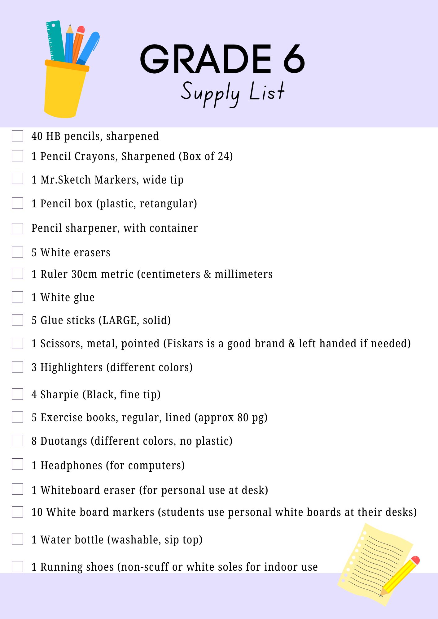 Teacher's Supply List (5)